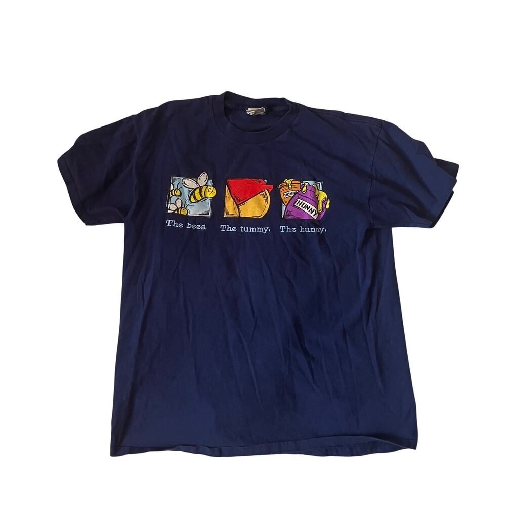 Vintage Winnie the Pooh Graphic T Shirt Disney Catalog Navy Cute 90s Medium